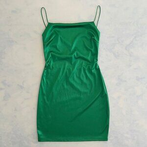 Windsor Satin Green Bodycon Open Back Strapy Cocktail Party Dress